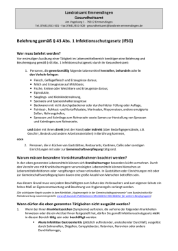 Belehrung Gemäß § 43 Abs.1 Nr.1 Infektionsschutzgesetz (IfSG