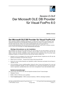 Der Microsoft OLE DB Provider für Visual FoxPro 8.0 - dFPUG