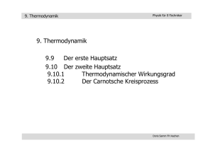 9 Thermodynamik 9. Thermodynamik 9 9 Der erste Hauptsatz 9.9