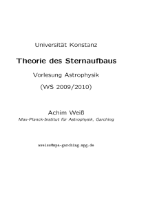 Vorlesung 2: Sternentwicklung und Anwendungen