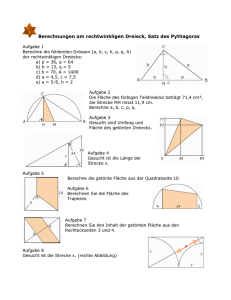 Berechnungen am rechtwinkligen Dreieck, Satz des Pythagoras