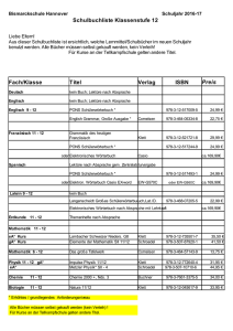 Schulbuchliste Klassenstufe 12 Fach/Klasse Titel Verlag ISBN Preis