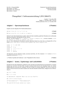 Übungsblatt 3: Softwareentwicklung I (WS 2006/07)