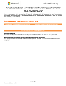 Änderungen an der ISVR-Produktliste Oktober 2014