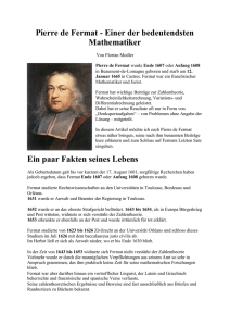 Pierre de Fermat - Einer der bedeutendsten