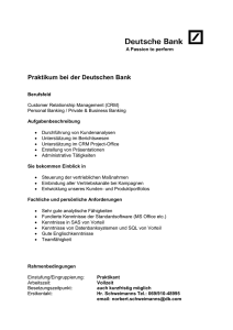 Praktikum bei der Deutschen Bank - Wiwi Uni
