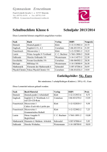 Schulbuchliste Klasse 6 Schuljahr 2013/2014