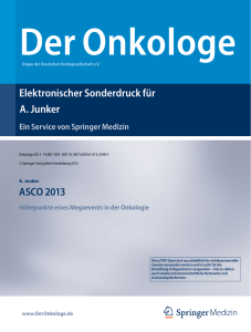 Elektronischer Sonderdruck für ASCO 2013 A. Junker