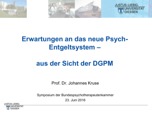 Vortrag von Herrn Prof. Dr. Johannes Kruse: Erwartungen an das