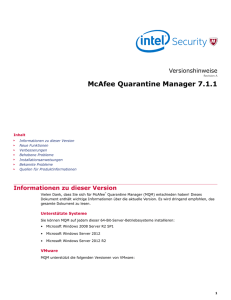 McAfee Quarantine Manager 7.1.1 Versionshinweise