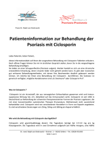 Patienteninformation zur Behandlung der Psoriasis mit Ciclosporin