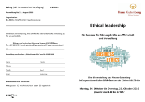 Ethical leadership - Advanced Studies in Applied Ethics