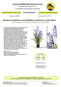 Glocken Kunstblume mit lila Blüten und Gras im Topf 105cm