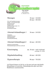 Massagen Alternativbehandlungen 1 30 min = 24 EUR
