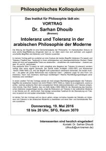 Philosophisches Kolloquium Dr. Sarhan Dhouib