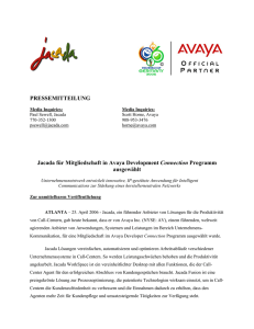 PRESSEMITTEILUNG Jacada für Mitgliedschaft in Avaya