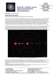 Kepler-90 - "Zwilling" unseres eigenen Sonnensystems