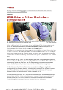 MRSA-Keime im Briloner Krankenhaus: Schmerzensgeld, 03.02