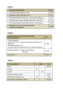 Tabelle 1 Einkommensermittlung Euro Produktionserträge (Menge