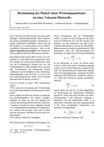 Bestimmung des Planck`schen Wirkungsquantums an einer Vakuum