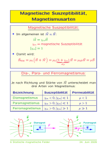Magnetische Suszeptibilität, Magnetismusarten