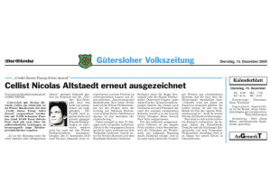Gütersloher Volkszeitung Cellist Nicolas Altstaedt erneut