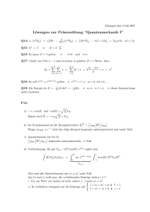Lösungen zur Präsenzübung “Quantenmechanik I”
