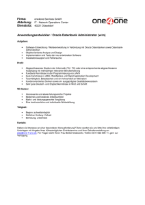 Firma: Anwendungsentwickler / Oracle Datenbank Administrator (w/m)