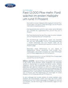 Fast 12.000 Pkw mehr: Ford wächst im ersten Halbjahr