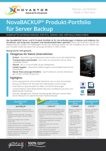 NovaBACKUP® Produkt-Portfolio für Server Backup