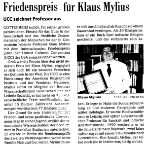Friedenspreis für Klaus Mylius