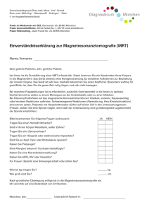 Einverständniserklärung zur Magnetresonanztomografie (MRT)