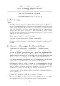 Fichte, Wissenschaftslehre Erste Einleitung (Sitzung 2: 11.4.2011) 1