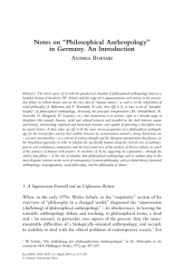 Notes on “Philosophical Anthropology” in Germany. An Introduction