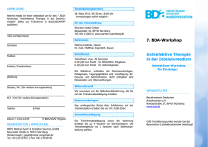 Flyer 7. BDA-Workshop Antiinfektive Therapie in der Intensivmedizin