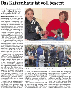 Kötztinger Umschau 2015.10.20 das Katzenhaus ist voll besetzt