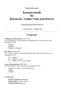 Kammermusik für Klarinette, Violine/Viola und Klavier