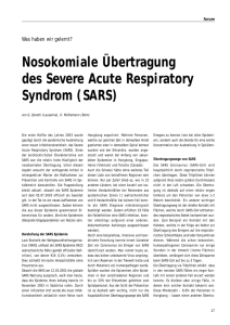 Nosokomiale Übertragung des Severe Acute Respiratory Syndrom