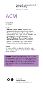 Fachgebiet Informatik Inhalt • The ACM Digital Library: elektronische