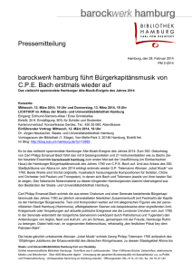 barockwerk hamburg führt Bürgerkapitänsmusik von C.P.E. Bach