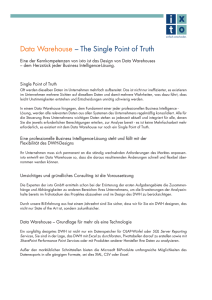 Data Warehouse – The Single Point of Truth