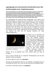 Jugendgruppe der Astronomischen Gesellschaft Luzern AGL als