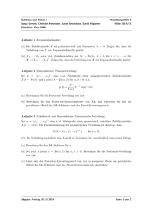 Aufgabe 1 (Exponentialfamilie) (a) Die Zufallsvariable X sei