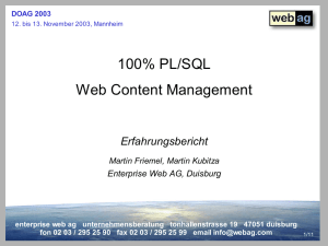 100% PL/SQL Web Content Management