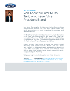 Von Apple zu Ford: Musa Tariq wird neuer Vice President Brand
