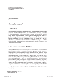 Quo vadis, Valenz? - Germanica Wratislaviensia