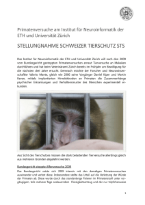 STS-Stellungnahme «Primatenversuche am Institut für