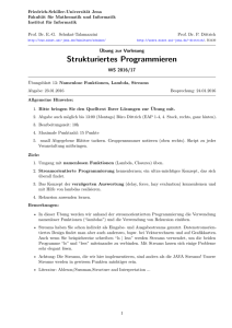 Übungsblatt 13 – Namenlose Funktionen, Lambda, Streams