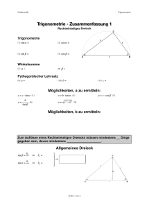 Trigonometrie - Zusammenfassung 1
