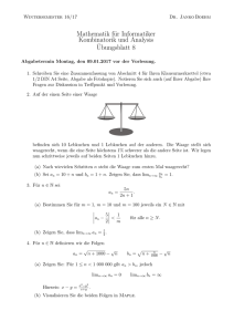 Mathematik für Informatiker Kombinatorik und Analysis ¨Ubungsblatt 8